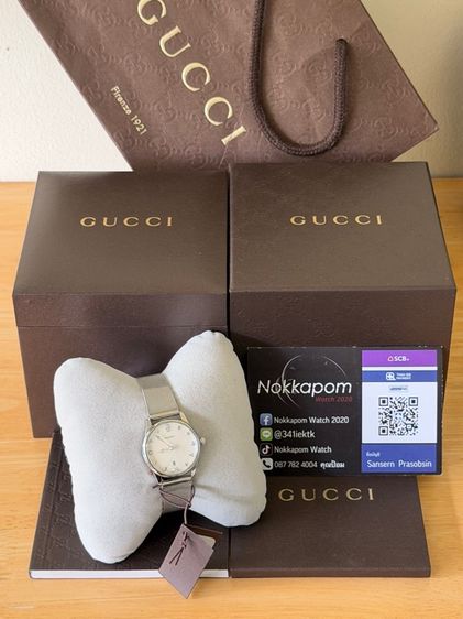 GUCCI G Timeless Silver Mother Pearl Diamond 29 mm Lady Watch YA126583 รูปที่ 2
