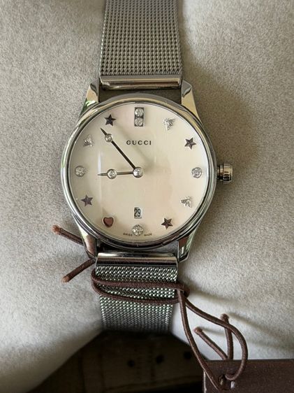 GUCCI G Timeless Silver Mother Pearl Diamond 29 mm Lady Watch YA126583 รูปที่ 5