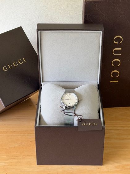 GUCCI G Timeless Silver Mother Pearl Diamond 29 mm Lady Watch YA126583 รูปที่ 3