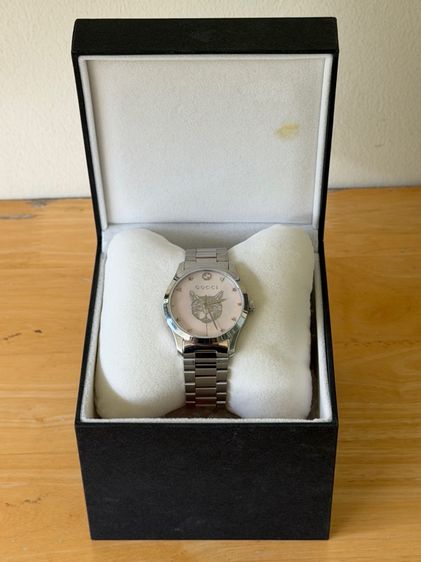 GUCCI G Timeless 38 mm Silver Cat Mother of Pearl Swiss Quartz Steel Men’s Watch YA1264166 Pink Dial  รูปที่ 4