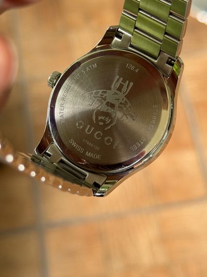 GUCCI G Timeless 38 mm Silver Cat Mother of Pearl Swiss Quartz Steel Men’s Watch YA1264166 Pink Dial  รูปที่ 15