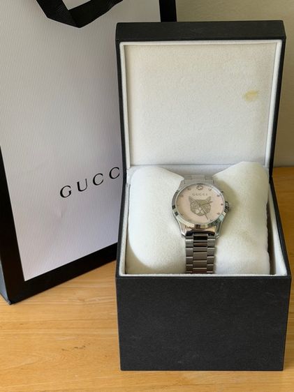 GUCCI G Timeless 38 mm Silver Cat Mother of Pearl Swiss Quartz Steel Men’s Watch YA1264166 Pink Dial  รูปที่ 3