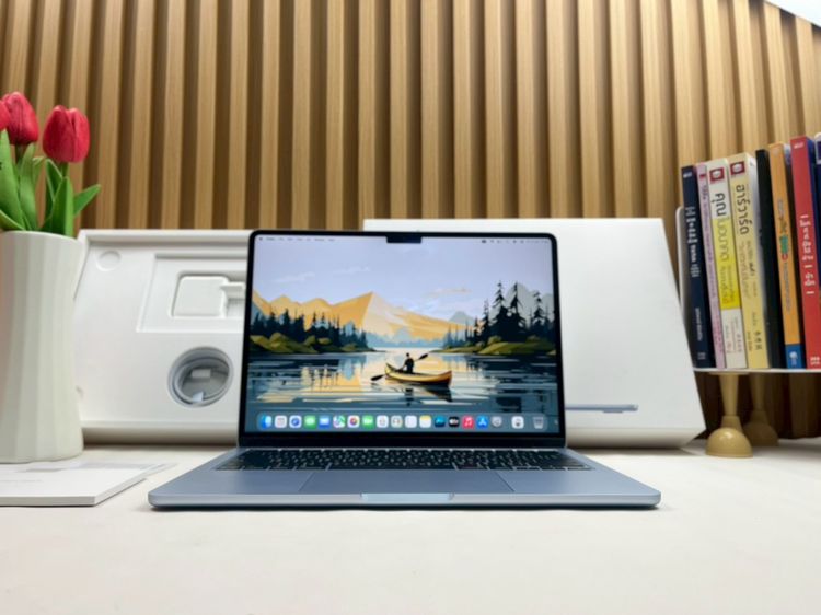 แมค โอเอส 16 กิกะไบต์ อื่นๆ ไม่ใช่ MacBook Air 13.6-inch M4 2025 Ram16GB SSD256GB SkyBlue apple care 29 April 2027 