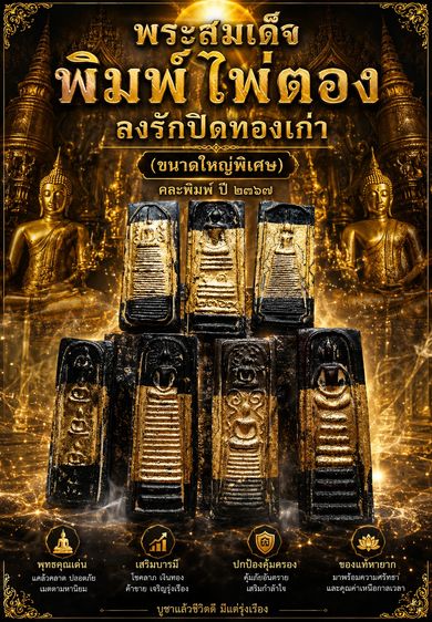 พระสมเด็จพิมพ์ไพ่ตองลงรักปิดทองเก่า(ขนาดใหญ่พิเศษ) คละพิมพ์ ปี ๒๓๖๗