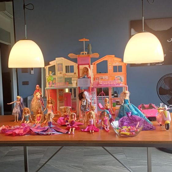 ภายในประกอบด้วยตุ๊กตา Barbie เฟอร์นิเจอร์ เสื้อผ้า อุปกรณ์เสริม และของเล่น Barbie อื่น ๆ ตามที่แสดงในรูปภาพ