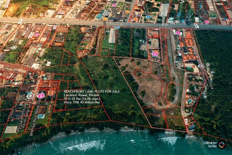 ที่ดิน Beachfront หาดราไวย์ 15 ไร่ ทะลุถนนเมน เหมาะพัฒนา Mega Mixed-Use Project 