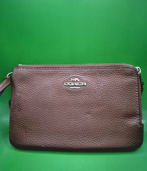 ไม่ระบุ น้ำตาล หนังแท้ กระเป๋า Coach Double Zip Wallet