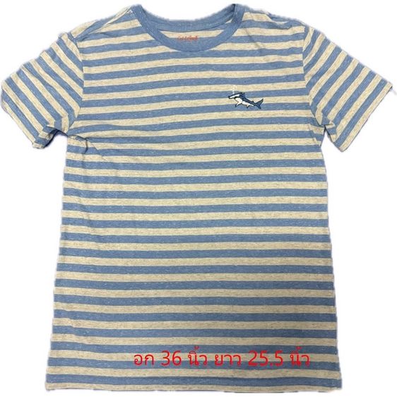 เสื้อยืดลายขวาง สีขาวน้ำเงิน 