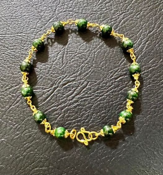 สร้อยข้อมือหยกพม่าแท้ทอง 18k