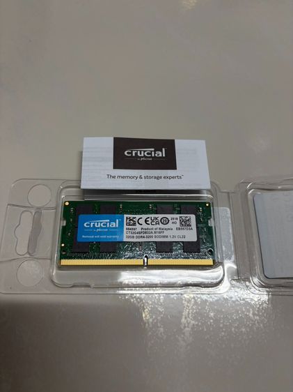 ที่เก็บข้อมูลและเมมโมรี่การ์ด Crucial DDR4 1.2V Non-ECC SODIMM 32 GB Laptop Memory มือสอง