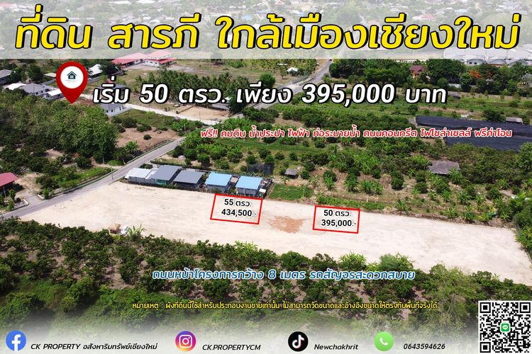 ขายที่ทำเลงาม ใกล้เซเว่น 700 เมตร ที่ดิน สารภี เชียงใหม่ ทำเลสวย อยู่ในชุมชน  เดินทางเข้าตัวเมืองเพียง 12 Km.