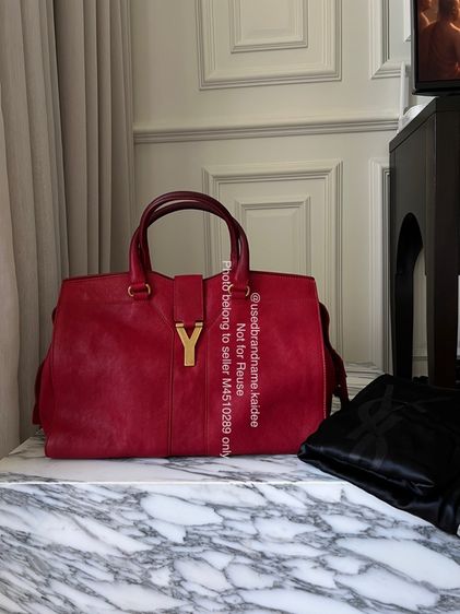 หญิง แดง หนังแท้ Used YSL Y hardware Large Bag