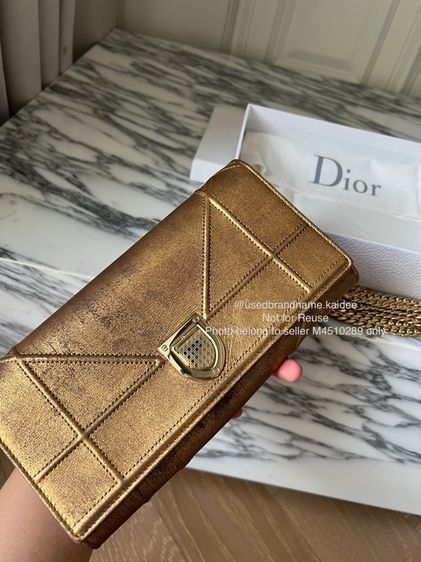 หญิง ทอง หนังแท้ Used Dior Wallet on chain Perfect condition 