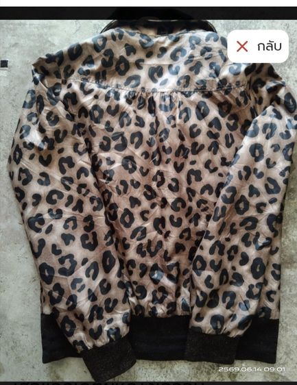 เสื้อแจ็คเก็ตลายเสือดาวสีน้ำตาลดำผู้หญิง รูปที่ 6