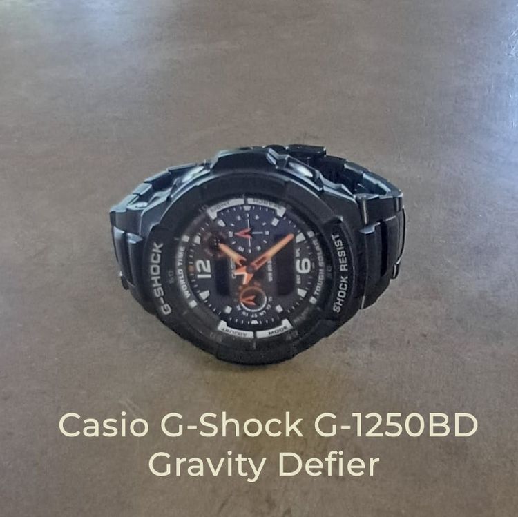 Casio G-Shock G-1250BD-1A Gravity Defier – ระบบพลังงานแสงอาทิตย์ พร้อมสายสแตนเลสสีดำ