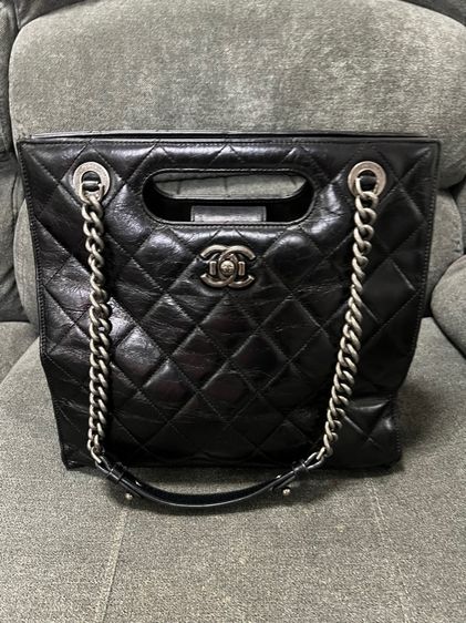 หญิง ดำ หนังแท้ Chanel ‘Perfect Edge’ Quited Shopping Tote