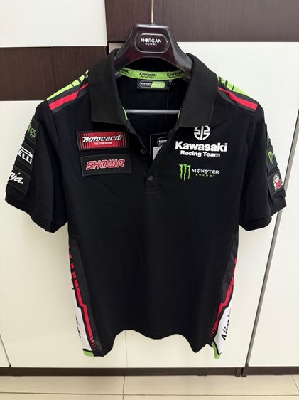ดำ แขนสั้น อื่นๆ เสื้อโปโล Kawasaki Racing Team ไซส์ S รอบอก 38 นิ้ว ของแท้จากศูนย์ Kawasaki