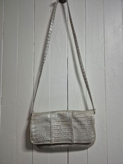 หญิง หนังเทียม ขาย กระเป๋าcross body วินเทจ สีเงิน ป้าย Made in Korea