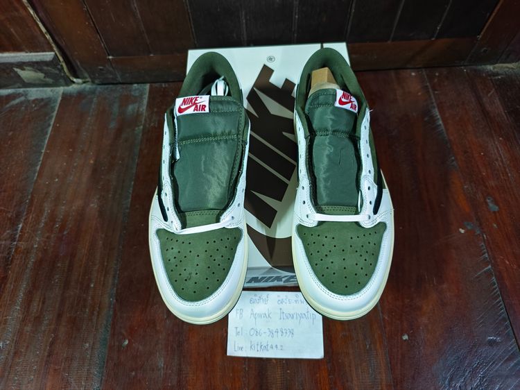 Nike รองเท้าผ้าใบ หนัง PU UK 9.5 | EU 44 | US 10 เขียว Jordan 1 Retro Low OG SP Travis Scott Medium Olive