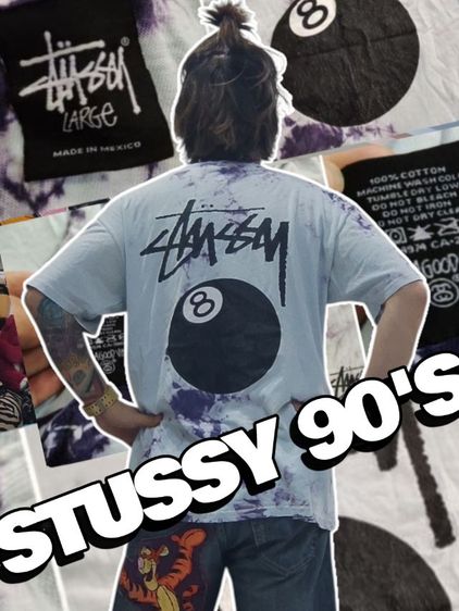 ขาว L แขนสั้น เสื้อทีเชิ้ต เสื้อยืด STUSSY'90s👕🎱