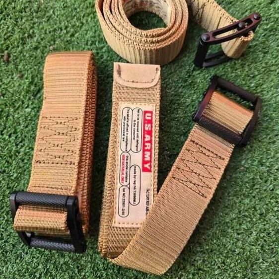 เข็มขัด Tactical  ผ้าไนลอนสีทราย ห้วล็อคโลหะสีดำ ลดล้างสต๊อก