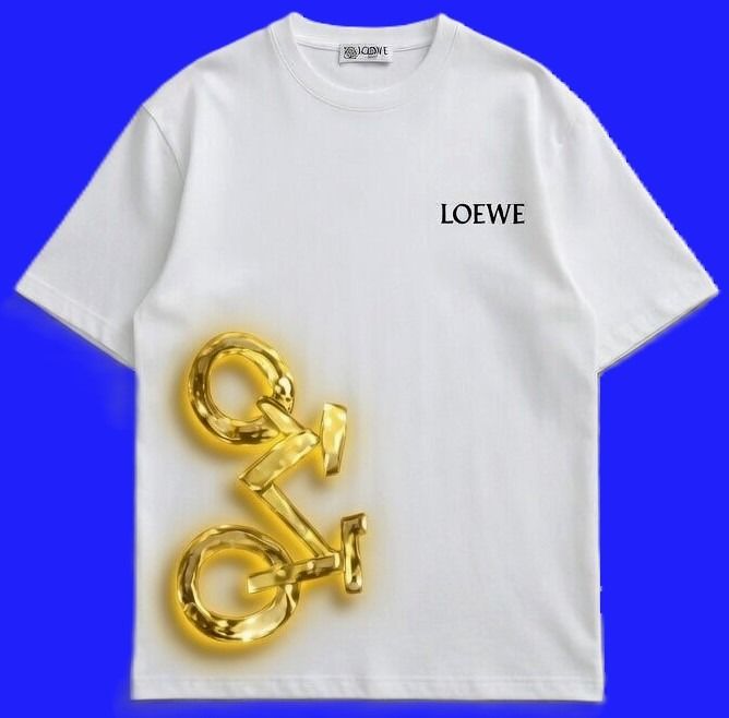 เสื้อโปโล EU 43 ขาว แขนสั้น LOEWE Short Sleeve Glitch Anagram T Shirt Relaxed Fit