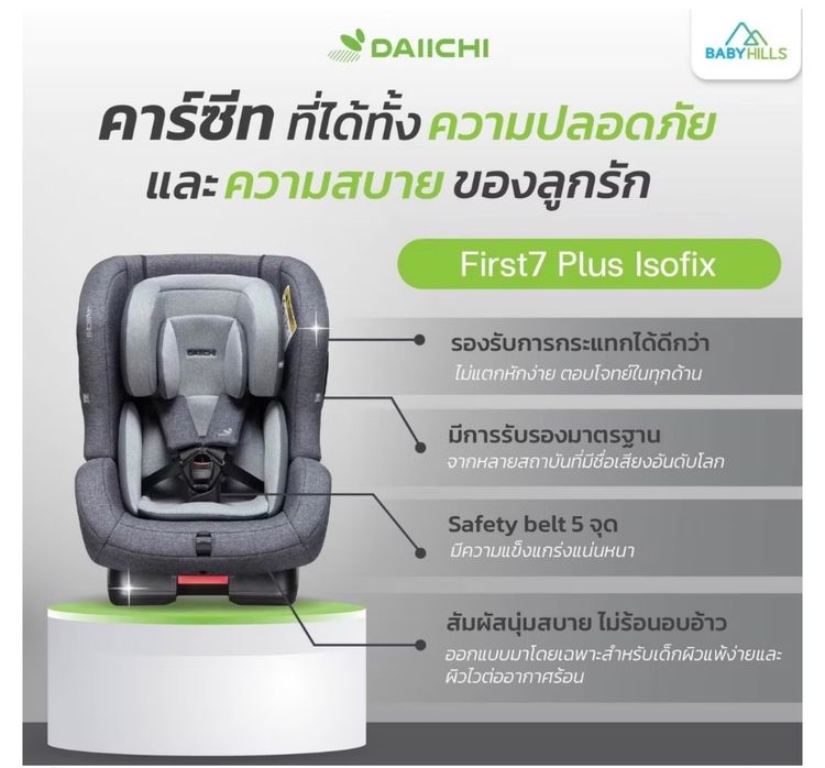 ￼DAIICHI - First7 Plus Car Seat ระบบ Belt คาร์ซีทไดอิชิยอดฮิต เหมาะตั้งแต่เด็กแรกเกิด 0-7 ปี รูปที่ 6