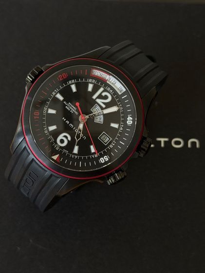 HAMILTON Khaki Automatic Navy GMT Black Dial Diver 42 mm AT Men's Watch H77585335 รูปที่ 9