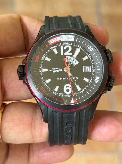 HAMILTON Khaki Automatic Navy GMT Black Dial Diver 42 mm AT Men's Watch H77585335 รูปที่ 10