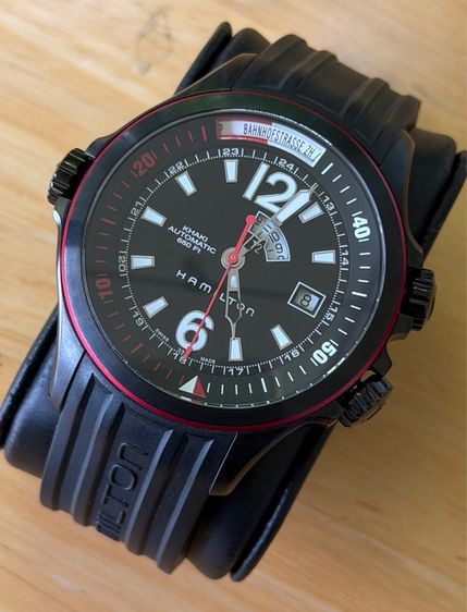 ดำ HAMILTON Khaki Automatic Navy GMT Black Dial Diver 42 mm AT Men's Watch H77585335