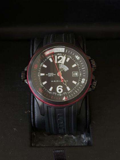 HAMILTON Khaki Automatic Navy GMT Black Dial Diver 42 mm AT Men's Watch H77585335 รูปที่ 5