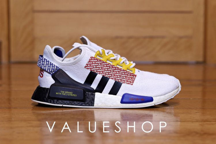 รองเท้าผ้าใบ ผ้า UK 9 | EU 43 1/3 | US 9.5 ขาว Adidas NMD R1 V2 Logo Print Cloud White Multi