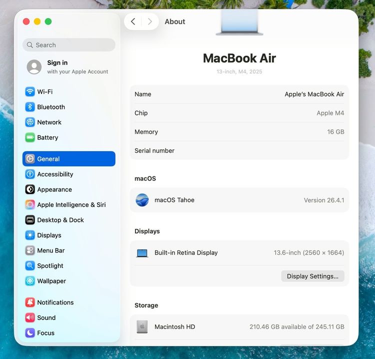MacBook Air 13.6-inch M4 2025 Ram16GB SSD256GB SkyBlue apple care 29 April 2027  รูปที่ 12