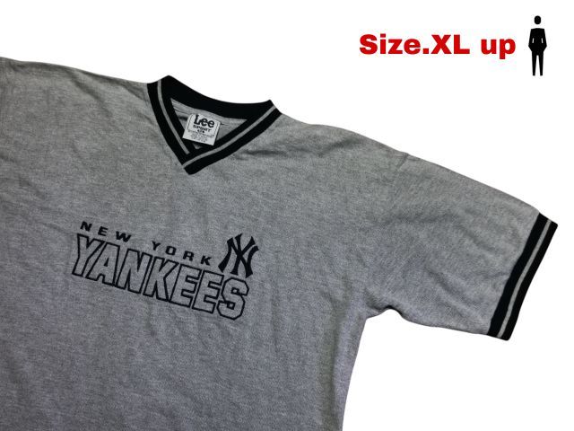 เทา XXL แขนสั้น อื่นๆ Lee เสื้อมือสอง​ เสื้อยืดคอวีสไตล์สปอร์ต, เบสบอลของทีม
