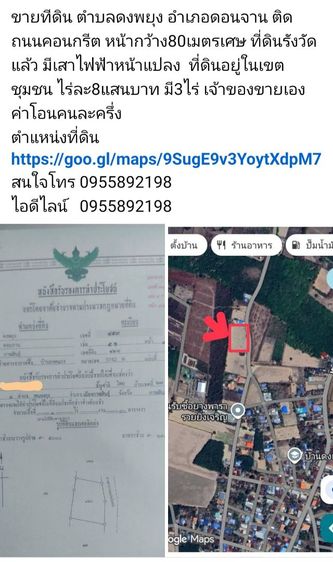 ขายที่ดิน ตำบลดงพยุง อำเภอดอนจาน ติดถนนคอนกรีต หน้ากว้าง80เมตรเศษ ที่ดินรังวัดแล้ว มีเสาไฟฟ้าหน้าแปลง  ที่ดินอยู่ในเขตชุมชน ไร่ละ8แสนบาท 