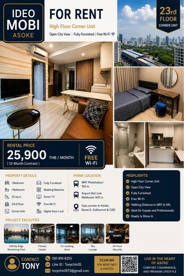 1BR CONDO FOR RENT Fully Furnished near Airport Link