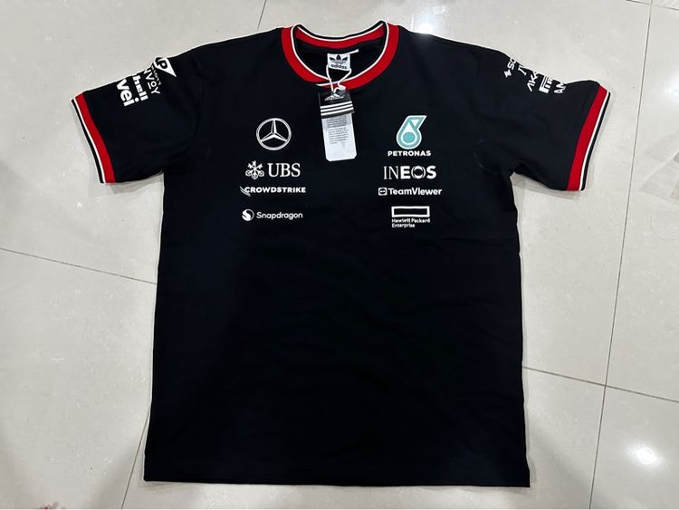 ดำ แขนสั้น เสื้อทีเชิ้ต เสื้อยืด Adidas x Mercedes-AMG PETRONAS F1 มือหนึ่ง ไซส์ M