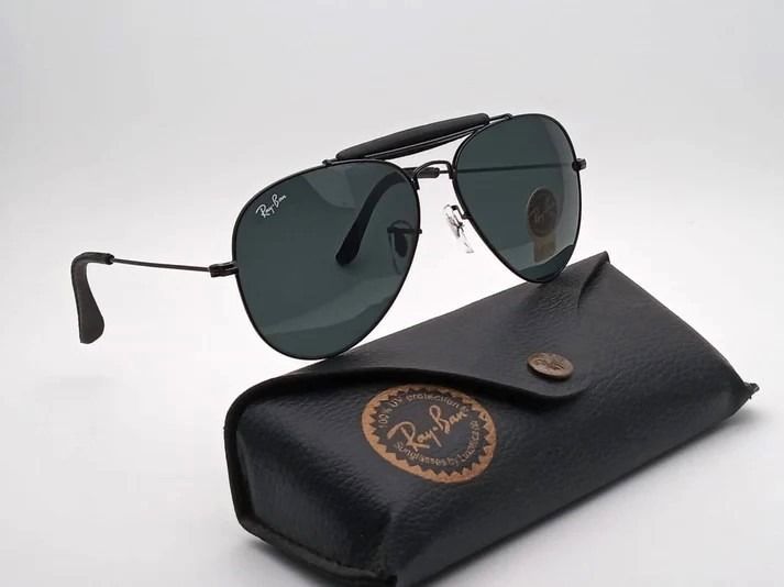 RAY-BAN Black Metallic Aviator Sunglasses OUTDOORSMAN
