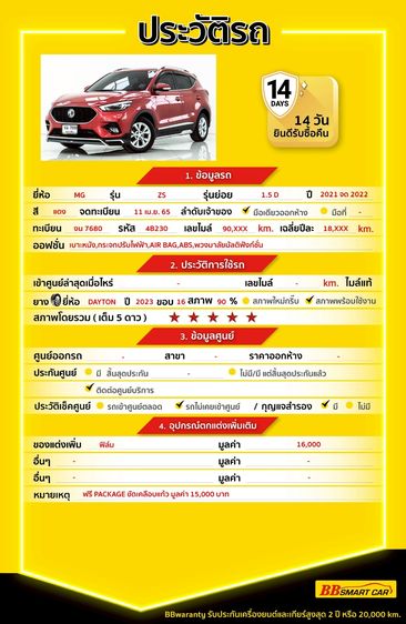 MG ZS 2022 1.5 D Utility-car เบนซิน ไม่ติดแก๊ส เกียร์อัตโนมัติ แดง รูปที่ 2