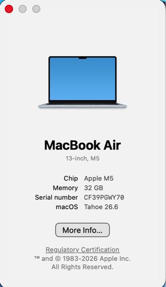 MacBook Air 13 M5 Top Spec CTO 32GB 1TB US Keyboard รูปที่ 8