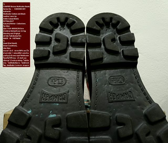 CAMPER Brutus Boots, Men's 11UK 45EU(29.5cm) Original ของแท้ มือ 2 สภาพแทบไม่ต่างกับมือ 1, รองเท้า CAMPER หนังแท้ผสมผ้า ใหม่กริ๊บ สวยมาก รูปที่ 10
