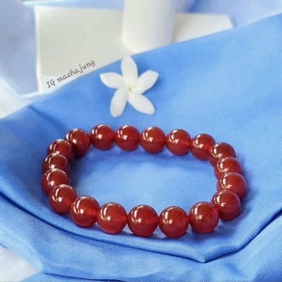 สร้อยคอโมรา คาร์เนเลียน (Carnelian)  ขั้นหยกเนฟไฟรต์ รูปที่ 2