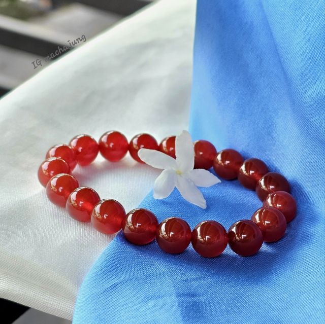 สร้อยคอโมรา คาร์เนเลียน (Carnelian)  ขั้นหยกเนฟไฟรต์ รูปที่ 4