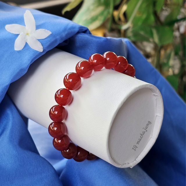 สร้อยคอโมรา คาร์เนเลียน (Carnelian)  ขั้นหยกเนฟไฟรต์ รูปที่ 3