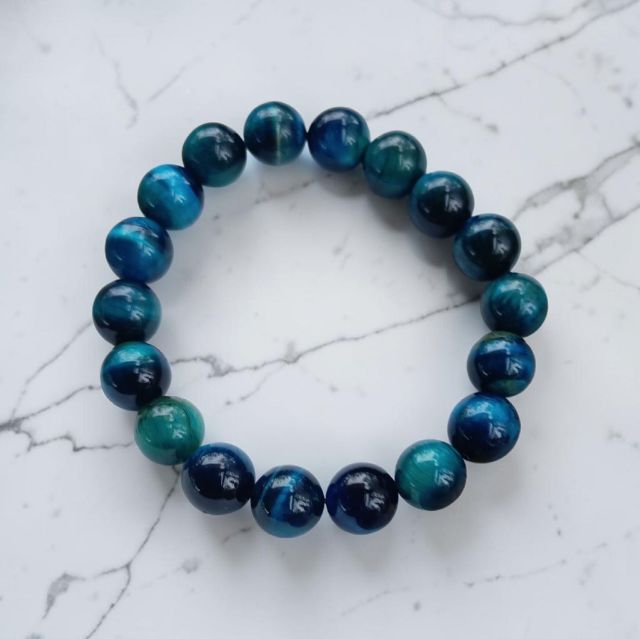 สร้อยข้อมือหินแท้ หินตาเสือสีฟ้า Blue Tiger's Eye รูปที่ 4