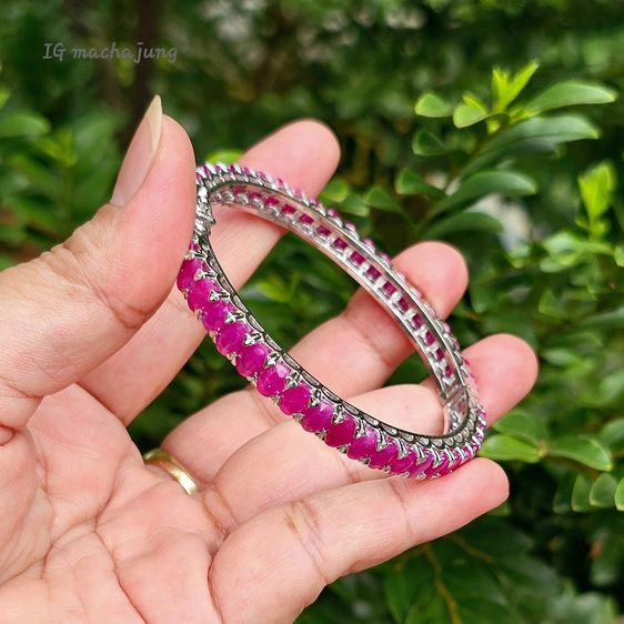 กำไลทับทิมพม่าเผาเก่า สีชมพู(อมม่วงอ่อน) รูปที่ 3