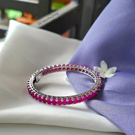 กำไลทับทิมพม่าเผาเก่า สีชมพู(อมม่วงอ่อน) รูปที่ 2