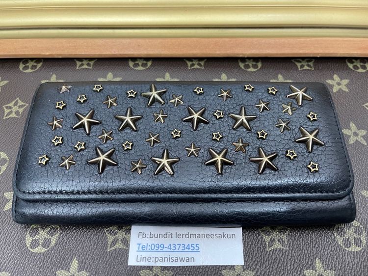 หญิง ดำ หนังแท้ Jimmy Choo กระเป๋าสตางค์ใบยาวของแท้ สภาพใช้งานราคา650บาท