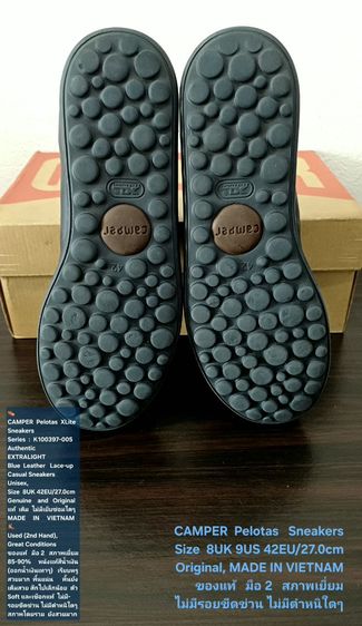 CAMPER Pelotas XLite Sneakers, Unisex 8UK 42EU(27.0cm) Original ของแท้ มือ 2 สภาพเยี่ยม, รองเท้า CAMPER หนังแท้สวย พื้นเต็ม ไม่มีตำหนิใดๆ รูปที่ 10