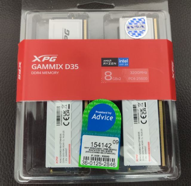 RAM DDR4(3200) 16GB (8GBX2) ADATA D35 XPG WHITE (AX4U32008G16A-DTWHD35)